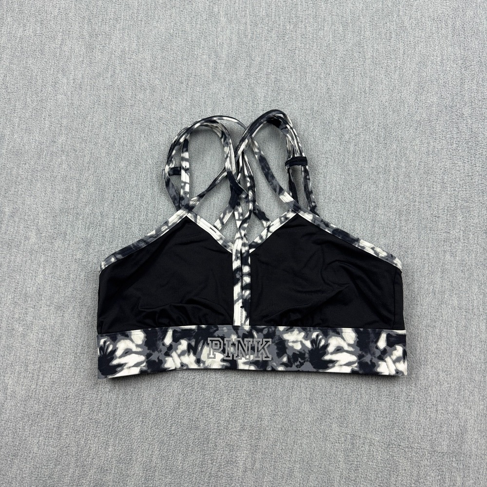 Pink Victoria's Secret Sports Bra Womens Small Black Ultimate‎ Strappy Unpadded